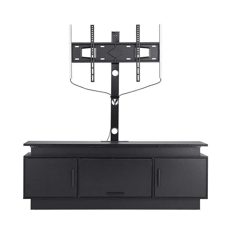 Sugift 60 in Tv Stand with Built-In Mount for 32-75 in TVs, 3-Tier Entertainment Center with Power Outlets and 16-Color LEDs