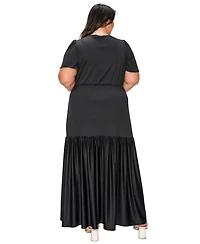 L I V D Women's Plus Violetta Tiered Surplice Dress