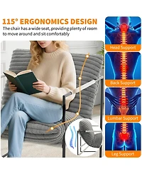 homfan Oversized Modern Sling Accent Chair, Ergonomic Metal Frame, Removable Cushioned Armchair, Upholstered Lounge Seating for Living Room or Bedroom