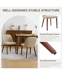 homfan Modern Wooden Dining Chairs Set - Upholstered Linen Seat, Padded Cushion, Sturdy Wood Legs, Perfect for Dining Room and Restaurant