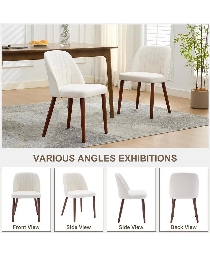 homfan Modern Wooden Dining Chairs Set - Upholstered Linen Seat, Padded Cushion, Sturdy Wood Legs, Perfect for Room and Restaurant