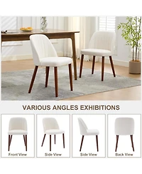 homfan Modern Wooden Dining Chairs Set - Upholstered Linen Seat, Padded Cushion, Sturdy Wood Legs, Perfect for Room and Restaurant