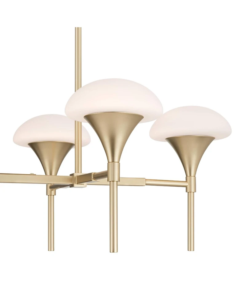Possini Euro Design Davinos Wide Satin Gold 6-Light Linear Pendant Light