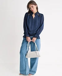 Bcbg Women's Long Sleeve Ruffle Collar Tops