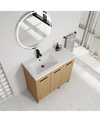 Sillysis 36 Inch Freestanding Bathroom Vanity with Modular Storage Cabinets, Integrated Resin Sink