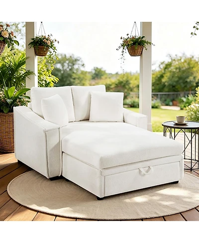 Streamdale Furniture Modern Chaise Sofa Bed with Hidden Storage and Pillows