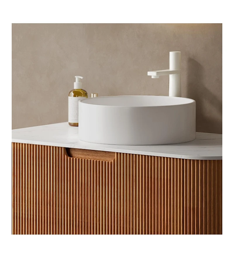 Midola 14" Bathroom Sink Bathroom Vanity, Round Vessel Ceramic Basin without Faucet for Bathroom