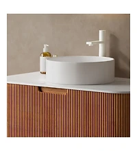 Midola 14" Bathroom Sink Bathroom Vanity, Round Vessel Ceramic Basin without Faucet for Bathroom