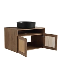 Sillysis 30 Inch Wall Mounted Modern Bathroom Vanity, Vessel Ceramic Sink, Soft Close Door, Ample Storage Cabinet