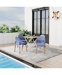 Mondawe 5-Piece Outdoor Dining Set – Square Folding Table with 4 Wood Legs and Pp Chairs