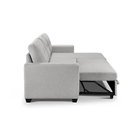 Os Home and Office Furniture Tufted Sectional Chaise Sofa Sleeper with Storage in Light Grey