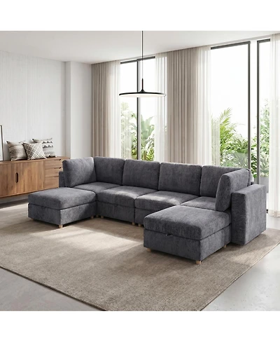 Streamdale Furniture Modular 6-Seater Convertible Sectional Sofa with Storage