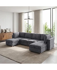 Streamdale Furniture Modular 6-Seater Convertible Sectional Sofa with Storage