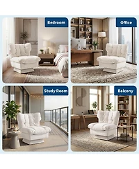 homfan Oversized Chenille Swivel Chair, 360degree(s) Lounge Extra-Wide 20.8" Seat, Thick Cushion, Cozy, Living Room