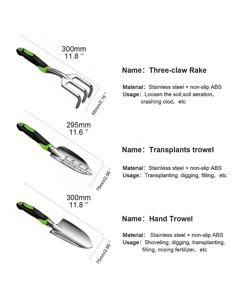 Xdovet Gardening Hand Tool Set Heavy Duty Non-slip Handle Stainless Steel