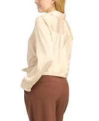 Bcx Juniors' Stretch Satin Button-Up Shirt