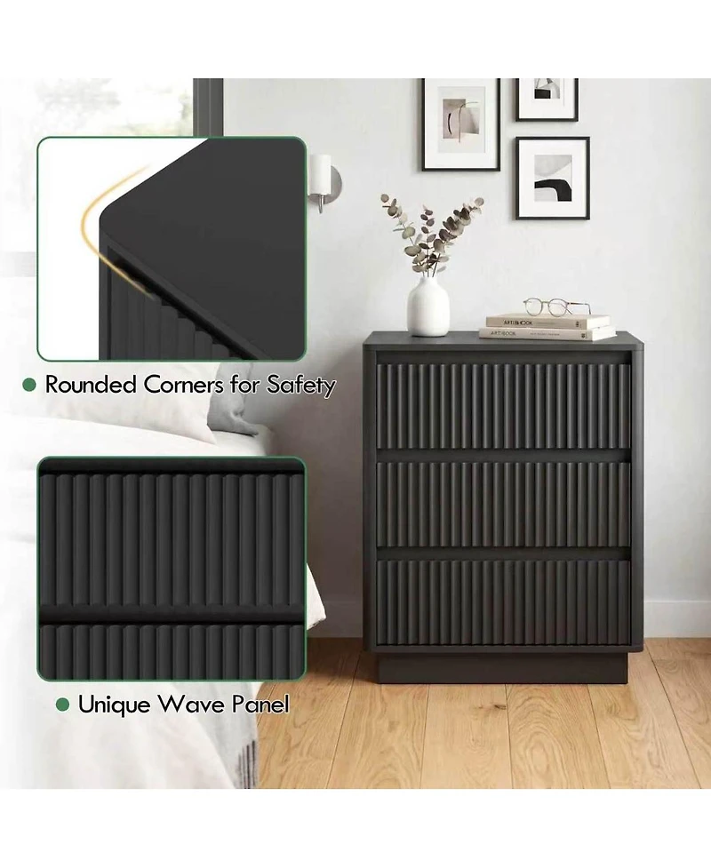 Streamdale Furniture (Set of 2) End Table with Usb C Charging Station and 3 Drawers