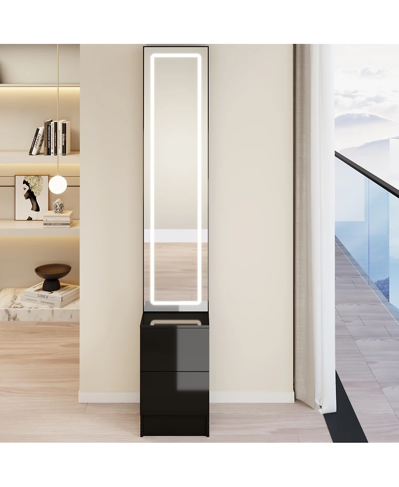 Streamdale Furniture Led Dressing Mirror Jewelry Cabinet with Adjustable Brightness and Storage