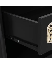 Streamdale Furniture Rattan Nightstand with Drawer and Open Shelf