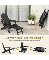 Gymax 2 Piece Folding Adirondack Chair Hips Fire Pit w/ Adjustable Backrest