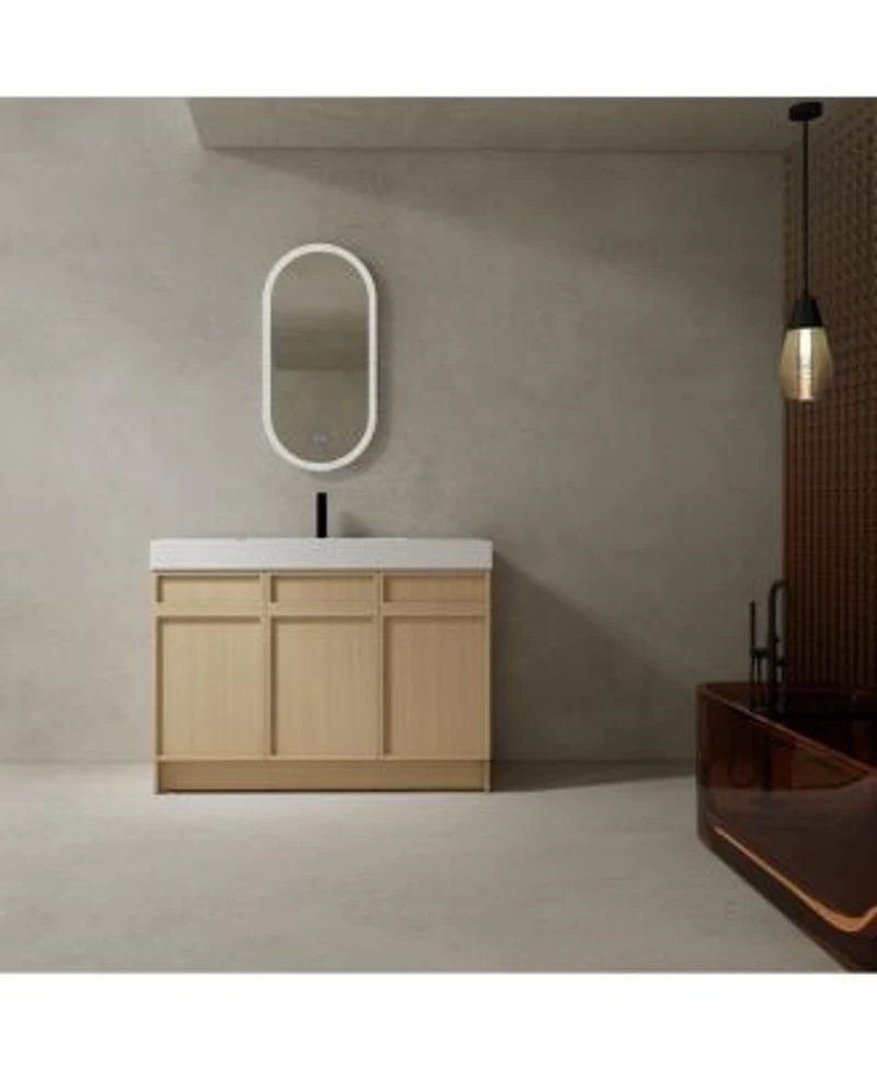 Sillysis 47 Inch Freestanding Bathroom Vanity With Resin Sink Soft Close Doors Adjustable Shelf Ample Storage For Modern Bathrooms