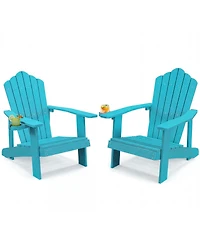 Gymax 2 Piece Oversized Adirondack Chair Lounge Adirondack Chair with Adjustable Cup Holder