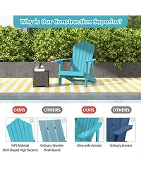 Gymax 2 Piece Oversized Adirondack Chair Lounge Adirondack Chair with Adjustable Cup Holder