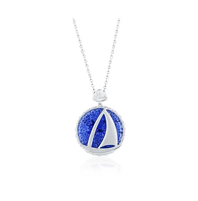 Simona Sterling Silver Floral Venetian Murano Glass Sailboat Necklace