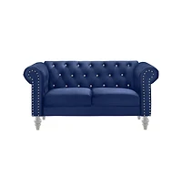 New Classic Furniture Emma Velvet Fabric Loveseat with Rolled Arms