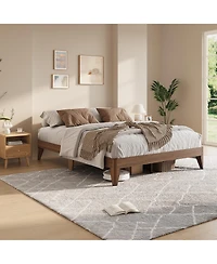 homfan Wood Platform Bed - Noise-Free Design with Metal and Slat Support, No Box Spring Needed, Easy Assembly