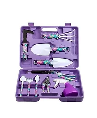 Xdovet Garden Tools Set Purple Flower Print Handle Trowel Rake Kit