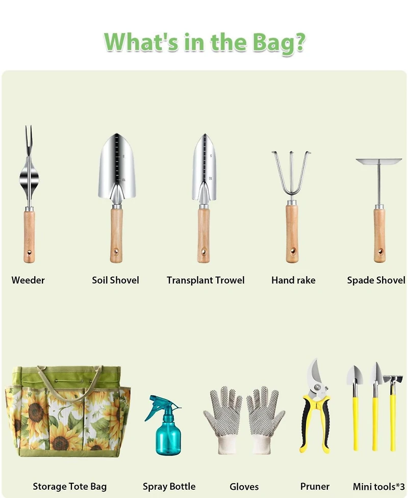 Xdovet Garden Tools Set Heavy Duty Kit with Organizer Bag