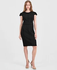 Anne Klein Women's Trim Seam Detail Crewneck Sheath Dress