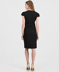 Anne Klein Women's Trim Seam Detail Crewneck Sheath Dress