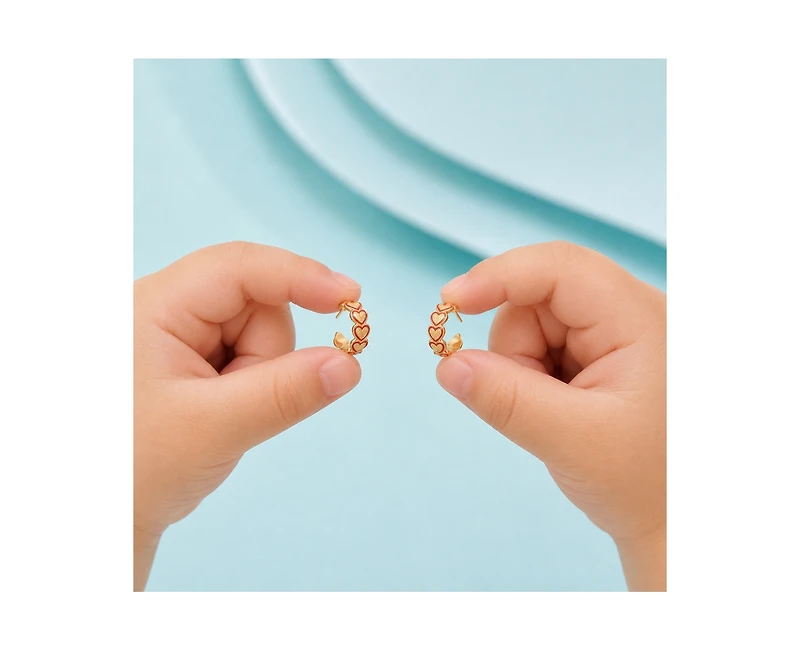 GiGiGirl Dainty 14K Gold Plated Red Outline Enamel Open Hoop Earrings