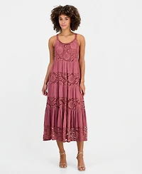 Robbie Bee Women's Lace-Trim Maxi Dress