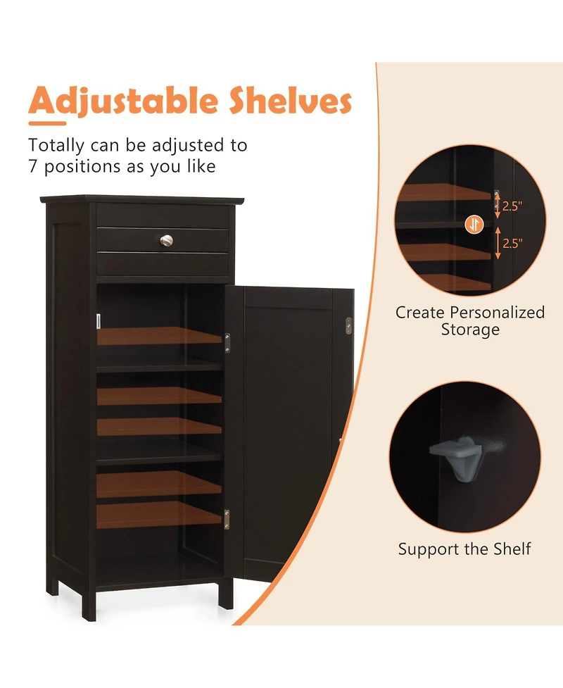 Volenca Slim Bathroom Cabinet with Drawer and Adjustable Shelf, 34-in H