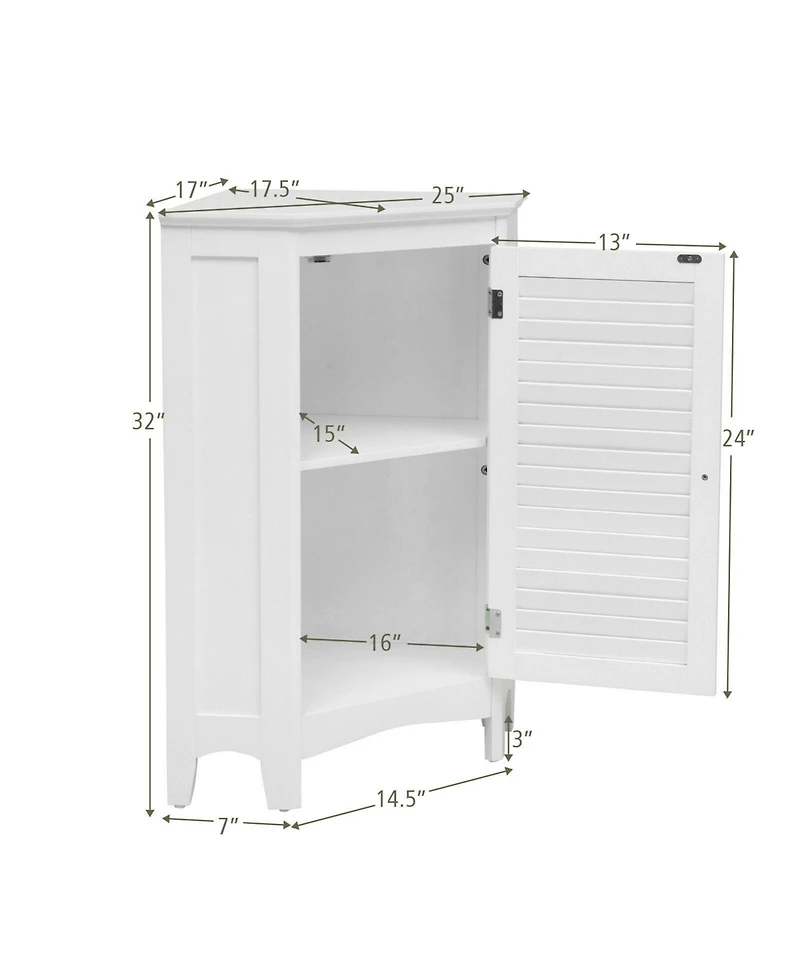 Volenca Corner Bathroom Cabinet with Shutter Door, 25-in W, 40-lb per Shelf