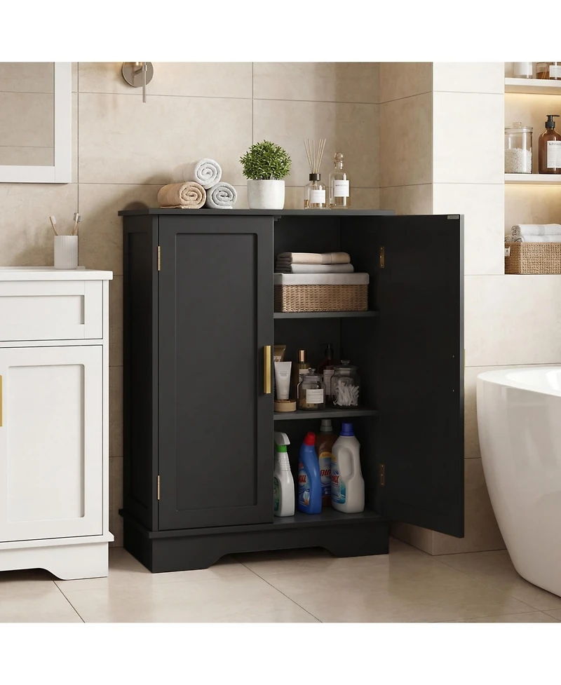 Volenca Bathroom Floor Storage Cabinet with 2 Doors and Adjustable Shelves, 31-in H
