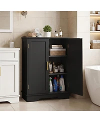 Volenca Bathroom Floor Storage Cabinet with 2 Doors and Adjustable Shelves, 31-in H