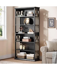 Tribesigns 6-Tier Bookshelf Set of 2, 75-Inch Tall Bookcase, Large Bookshelves and Bookcases Freestanding Display Shelves, Wood Book Shelf for Living