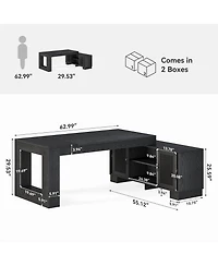 Tribesigns 63-Inch L-Shaped Wood Executive Desk with Storage Cabinets and 2-Tier Shelf, Modern Business Workstation
