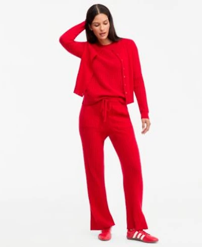 Charter Club Womens Cashmere Cardigan Short Sleeve Sweater Wide Leg Pants Macys Exclusive