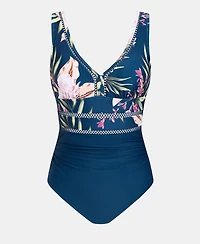 Cupshe Women's V-Neck One-Piece Swimsuit with Adjustable Straps and Back Hook