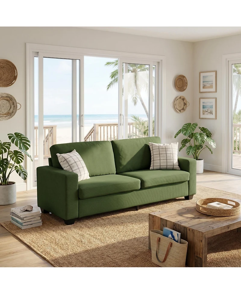 homfan Modern Oversized Deep Seat Loveseat with Soft Corduroy Fabric, Machine-Washable Covers and Durable Metal Frame - Cozy Seating for Living Room