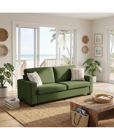 homfan Modern Oversized Deep Seat Loveseat with Soft Corduroy Fabric, Machine-Washable Covers and Durable Metal Frame - Cozy Seating for Living Room