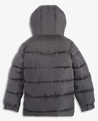 Reebok Toddler Boys' 2T-5T Hooded Fleece-Lined Colorblocked Puffer Jacket