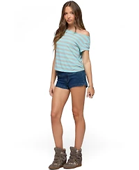 Edikted Women's Double Belted Low Rise Denim Shorts