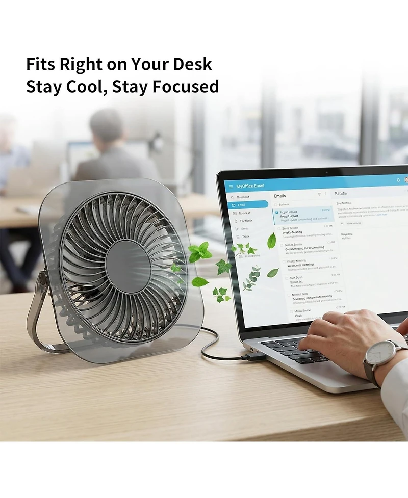 Cowsar Portable Usb Desk Fan with 3 Speeds and Night Light