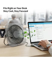 Cowsar Portable Usb Desk Fan with 3 Speeds and Night Light